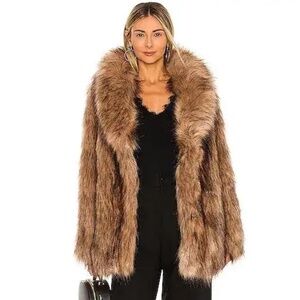UNREAL FUR Fascination Faux Fur Coat in Mocha Brown, Size Medium